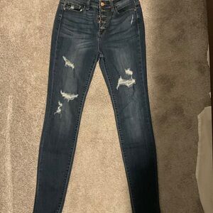 Judy Blue Dark Indigo Distressed Skinny Jeans